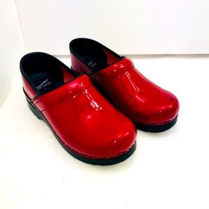 Dansko Red Patent Leather Nursing Clogs